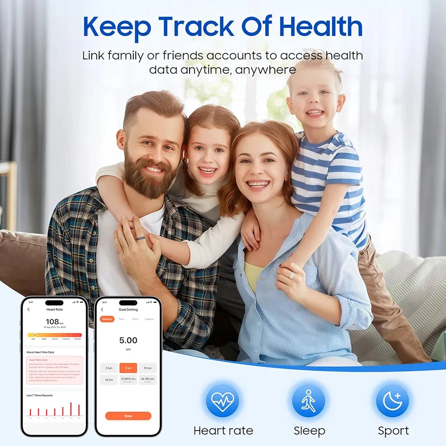 2026 Smart Ring New Health Tracker, IP68 Waterproof, iOS/Android Compatible, Sleep, Exercise & Health Monitoring, No Subscription, 5-Day Battery Life for Women & Men 