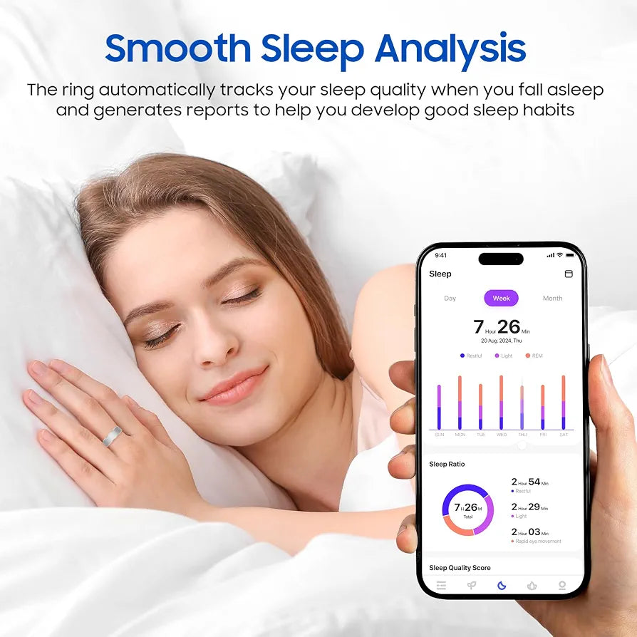 2026 Smart Ring New Health Tracker, IP68 Waterproof, iOS/Android Compatible, Sleep, Exercise & Health Monitoring, No Subscription, 5-Day Battery Life for Women & Men 