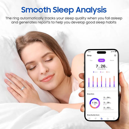 2026 Smart Ring New Health Tracker, IP68 Waterproof, iOS/Android Compatible, Sleep, Exercise & Health Monitoring, No Subscription, 5-Day Battery Life for Women & Men 