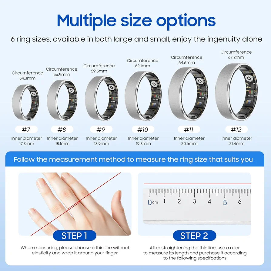 2026 Smart Ring New Health Tracker, IP68 Waterproof, iOS/Android Compatible, Sleep, Exercise & Health Monitoring, No Subscription, 5-Day Battery Life for Women & Men 